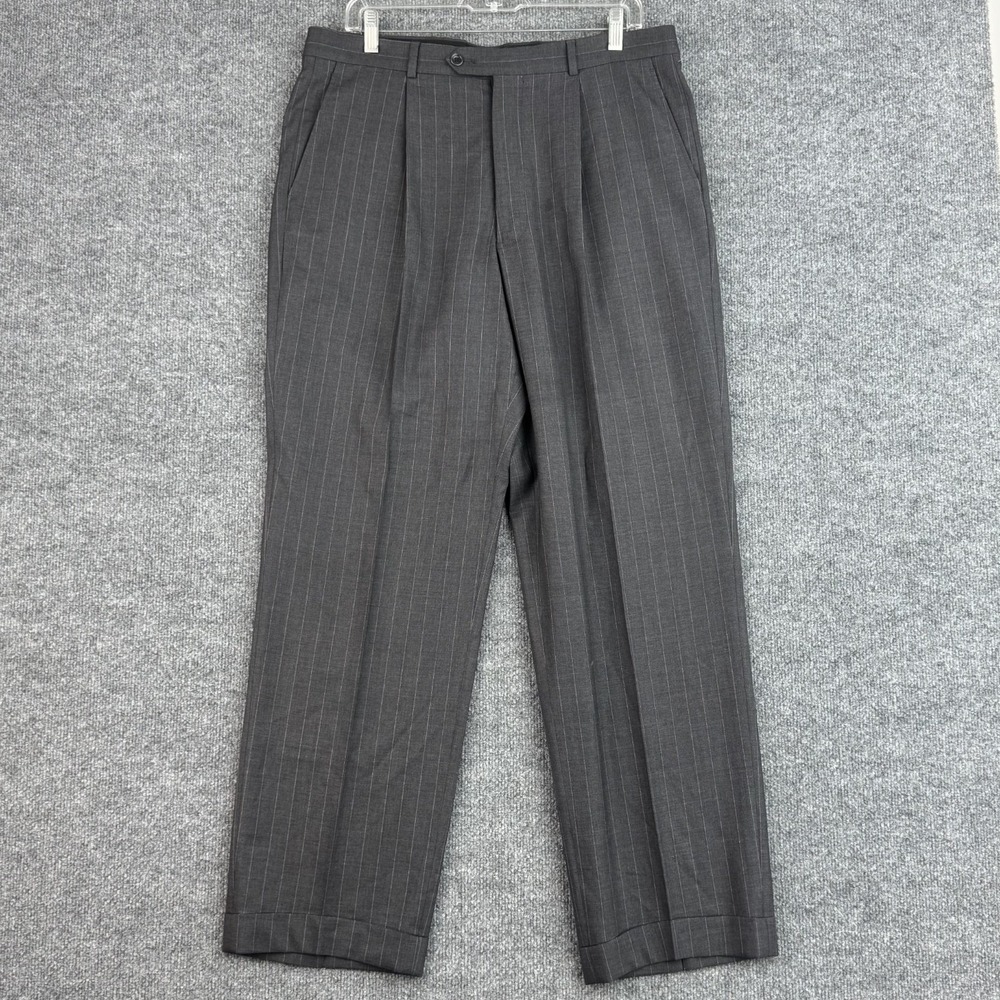 Armani Collezioni Dress Pants Mens 34x30 Gray Pinstripe Tailored Wool Blend